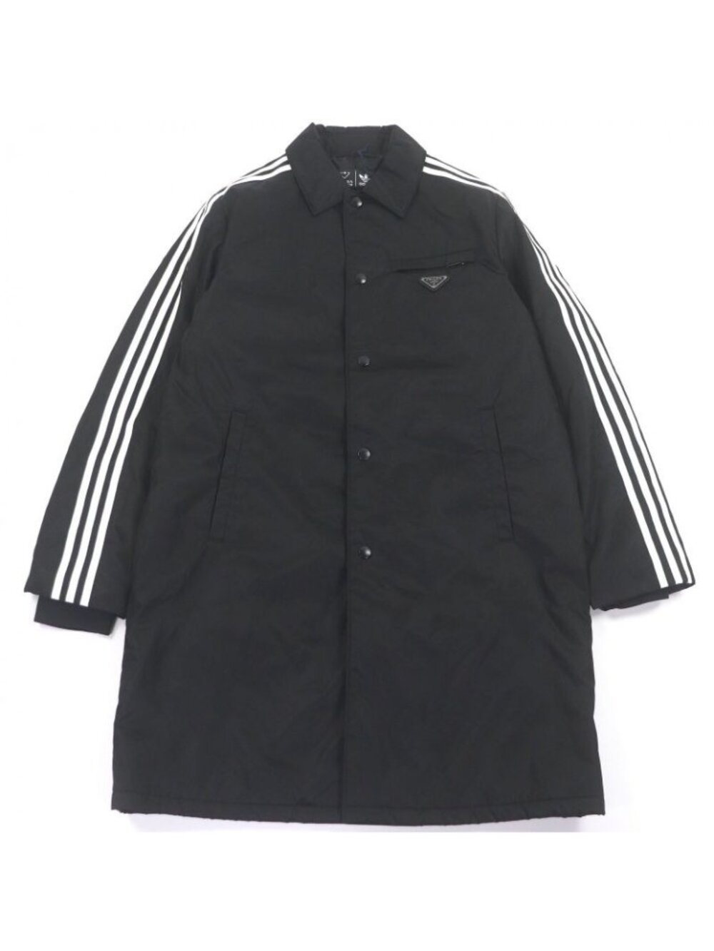 Prada Adidas Sgb937 re-nylon Three Stripes Triangle Logo Bench Coat Black 48